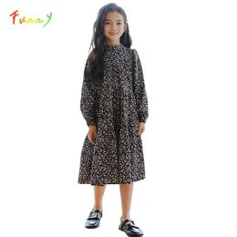 Girl's Dresses Large girls dress with floral print long sleeve loose chiffon dresses spring summer Vestidos for kids girl 6 8 10 12 14 16 years 240315