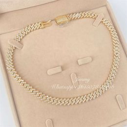 2024 Iced Out Luxury Jewellery 10mm Stone Vvs Moissanite Diamond 10k Real Gold Cuban Necklace
