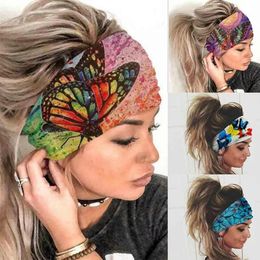 European and American sports and fitness headbands, fashion prints, wide-brimmed breathable sweat-absorbing headbands, yoga fitness hair bundles, sports headbands