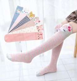 Kids Knee High Socks Girls Cartoon Stockings Child Cotton Striped Breathable Long Socks Baby Casual Tights Princess Leg Warmer A789041651