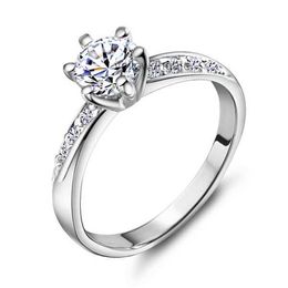 NEW Beautiful princess fashion girl ring 925 silver made stone inlaid Korean version of explosion ring