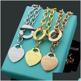 Pendant Necklaces 2024 Ot Buckle Thick Chain Love Necklace Brand Classic T Letter Designer For Men Women European Fashion Couple Dro Dhmdb