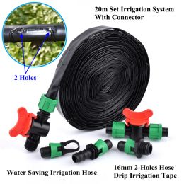 Reels 20m/Set 16mm 2Holes Rain Drip Hose Garden Watering Irrigation System Hose Fertilization Irrigation Soaker Sprinklers With Joint
