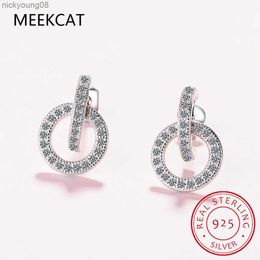 Charm Real D Colour Moissanite Circle Stud Earrings For Women Top Quality 925 Sterling Silver Sparkling Lab Diamond Wedding JewelryL2403