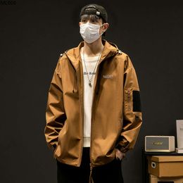 Solid Color Assault Jacket for Mens Spring and Autumn New Trendy Brand Casual Versatile Hooded Ruffled Handsome Slim Fit Top Fvj9