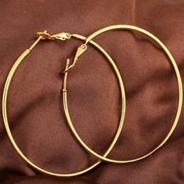 Thin Circle Sexy Style 18k Gold Filled Big Earrings New Trendy Round Large Hoop Earrings Women 50mm 2mm327o