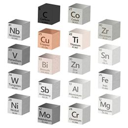 Rails 18 Pcs Metal Elements Cube Elements Cube 99.99% High Purity, Periodic Table Of Elements Collection (.39 Inch/10 Mm)