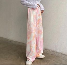 Women's Pants Fashion Tie-dye Casual Summer Loose Wide-leg Trousers High-waist Straight-leg Joggers Women