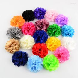 Decorative Flowers 40pcs/lot 5CM Chiffon Flower Fabric Rose Hair For Headband Craft Accessories LSFB024