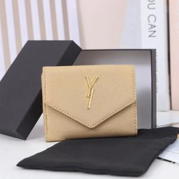 Womens designer wallets luxurys envelope coin purse fashion metal Letter mark short card holders 16 Colours high-quality woman small clutch bag no box