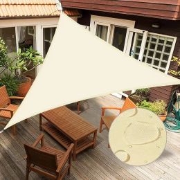 Nets Sun Shade Sail, 2.4m Waterproof Outdoor Garden Shelter 95% UVproof Triangle Courtyard Sunshade Canopy for Patio Pool Protection