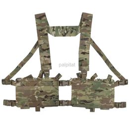 Tactical Vests Tactical Chest Set Laser Cut System Molle Military Hunting Vest Front With Zipper Chest Set Airsoft Pouch 240315
