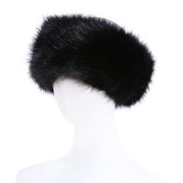 10 colors Womens Faux Fur Headband Luxury Adjustable Winter warm Black White Nature Girls Fur Earwarmer Earmuff Hats For Women290q