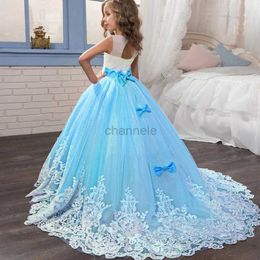 Girl's Dresses Girls Lace Princesses Long Prom Dresses Bridesmaids Children Dresses For Girls Teenage Girl Formal Wedding Dress 3 10 14 Years 240315