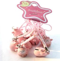 Whole 100pcs Popular Cute Pink LOVE Maneki Neko Lucky Cat Bell Cell Phone Charm Strap 06 in3225437
