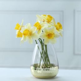 20pcs 38CM Artificial Daffodil Flowers Real Touch Narcissus Spring Flower Fake Silk Flower Arrangement for Home Wedding Decor 240306