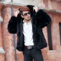 Winter Mens Faux Fur Fox Coat Jacket with Thickened Warm Winter Fashion Casual Leather