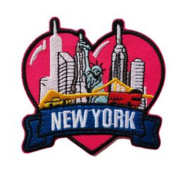 New York Embroidery Patches Iron on Fabric Twill Sewing Patches Embroidered Appliques for Garment Jackets T-shirts