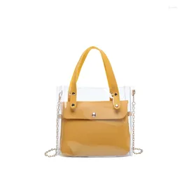 Drawstring Crossbody Bag For Women 2024 Mini Chain Shoulder Small Transparent Messenger Handbags Fashion Jelly Top-Handle