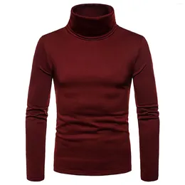 Men's Sweaters Mens Turtleneck Long Sleeve Solid Colour Stretch Slim Fit Bottoming Top Blouse Clothing Comfortable Soft Sweater Casual 2024