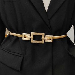 Belts Fashion Elastic Gold Chain Belt Female Waist Punk Y2K Goth Silver Metal Belts For Women High Quality Luxury Golden WaistbandY240315