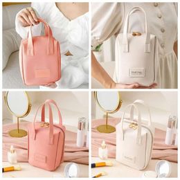 Cosmetic Bags For Women Elegant PU Leather Makeup Pouch Travel Toiletries Organizer Storage Handbag Korean Carry-on Tote