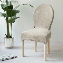 Chair Covers New Round Backrest Dining Chair Cover Cotton Fine Grain Non-slip Office Protection Wedding Chair Cover Simple Room Stool Cover L240315