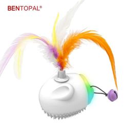 BENTOPAL Automatic Cat Toys with Feather and Jingle Bell USBC LED Lights Indoor Smart Interactive Pet Toys Cat Funny Toys 210929502186