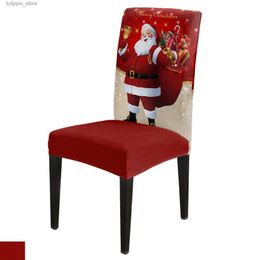 Chair Covers Christmas Santa Claus Dining Chair Cover 4/6/8PCS Spandex Elastic Chair Slipcover Case for Wedding Hotel Banquet Dining Room L240315