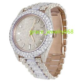 Iced Out Watch VVS Clarity Moissanite Studded Diamond Watch Luksusowy zegarek ze stali nierdzewnej