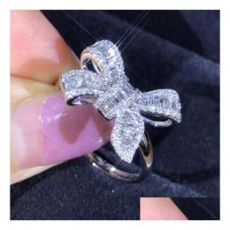 Wedding Rings Choucong Arrival Luxury Jewellery 925 Sterling Sier T Princess Cut White Topaz Cz Diamond Party Butterfly Women Band Rin Dhaic