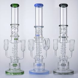 Big Thick Glass Bong Recycler Water Pipe Sprinkler Percolator Spiral Percolator 14mm Female Joint WP2120