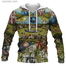 Men's Hoodies Sweatshirts New Garden Graphics Y2k Vintage Hoodies For Men 3D Printing Art Mens Sweatshirt Pullover Casual Long Clothes For Man Clothing L240315