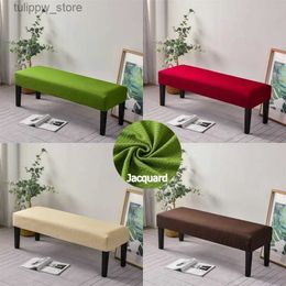 Chair Covers Jacquard Long Bench Cover Piano Stool Cover Stretch Spandex Ottoman Covers Solid Color Bench Protector Slipcover for Living Room L240315