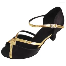Dance Shoes Elisha Shoe Customized Heel Women Salsa Latin Sandals Open Toe Dancing Party Ballroom Black