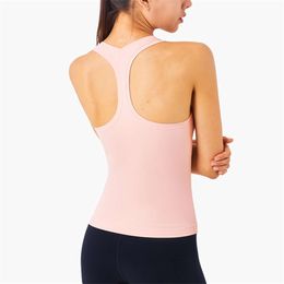 Lu Align Lemon Sport Solid Women Colours Tank Sleeveless Yoga Crop Top Vest Y Shape Backless Tight Soft Fiess T-shirt Gym Workout Clothing