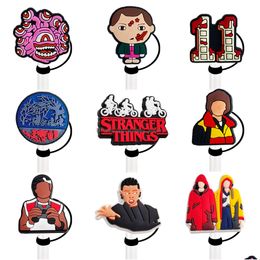 Drinking Sts 32Colors Stranger Things Sile St Toppers Accessories Er Charms Reusable Splash Proof Dust Plug Decorative 8Mm/10Mm Drop D Ot7Vo