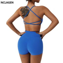 Lu Align Lemon 2 NCLAGEN Women Yoga Set Pcs Active Wear Sports Bra & Biker Shorts Leggings Fiess Suit Exercise Workout Clothes Gym Sportwea