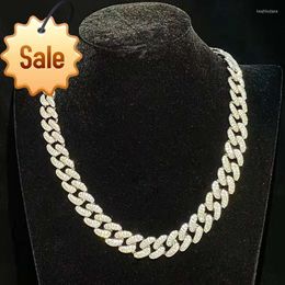 Chains Silver Inlaid Moissanite Mens Cuban Necklace 50cm Lengthchains Chainschains Heal22