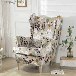 Chair Covers Floral Printed Wing Chair Cover Stretch Spandex Armchair Covers Nordic Non Slip Relax Sofa Slipcovers with Seat Cushion Covers L240315