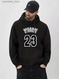 Moletons masculinos Moletons Miami 23 Impressão Hoodie Mens Moda Casual All Match Design Gráfico Pulôver Roupas com Bolso Lã Quente Inverno Hoodies L240315