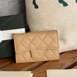 Top womens wallet designer luxury purse black purse 11CM fashion Change purse high quality card holder Short wallet Caviar retro Standard wallet white purse with box