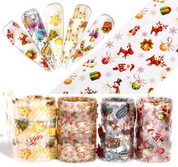 10pcsbox Christmas Decorations for Nails Mix Colourful Transfer Nail Foil Sticker Snow Flower Elk Gift Santa Paper2960566