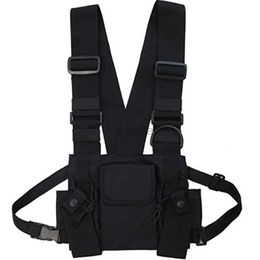 Tactical Vests Fashion Streetwear Men Hip-Hop Chest Bag Tactical Vest Nylon Military Vest Chest Rig Pack Pouch Tactical Harness Combie 240315