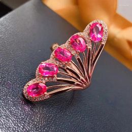 Cluster Rings VVS Grade Pink Topaz Ring 4mm 6mm Total 2.5ct Natural Silver Solid 925 Gemstone Jewellery With Gold Plating