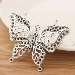 Pendant Necklaces 5 Pieces Tibetan Silver Large Butterfly Charms Pendants For DIY Necklace Jewellery Making Findings Accessories 59x48mm