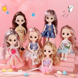 Doll Girl Toy Mini Movable Joint Baby 3d Dolls Beautiful Toys for Girls Clothes Dress Up 112 Fashion 17cm Gifts 240306