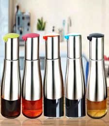 Functional Olive Oil Bottle Soy Sauce Vinegar Seasoning Storage Can Glass Bottom 304 Stainless Steel Body Kitchen Cooking Tools4970363