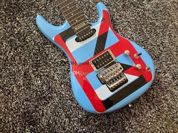 Rare JS Joe Satriani Chicken Foot Blue Electric Guitar Floyd Rose Tremolo Bridge Locking Nut Rosewood Fingerboard Inlays