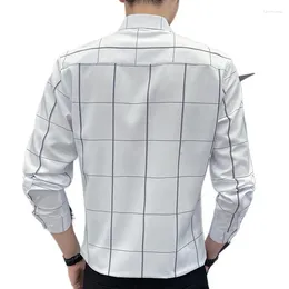 Men's Dress Shirts Plus Size M-5XL Chequered Shirt Long Sleeved Dropship Classic Handsome Gentleman Business Casual Tops High Quality